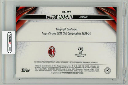 2023-24 Topps Chrome UEFA Club Competitions Yunus Musah AutographsCA-MY AC Milan