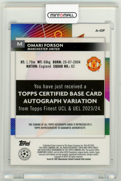 2023-24 Topps Finest UEFA Club Competitions Omari Forson AutographsA-OF Manchester United