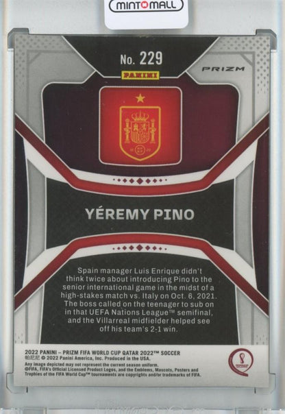2022 Panini Prizm FIFA World Cup Qatar Soccer Yeremy Pino Zebra/#229/RC