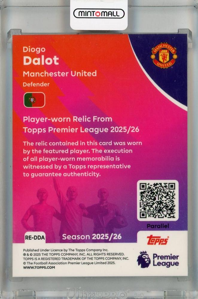 2025-26 Topps Premier League Diogo Dalot Premier Relics Green Rainbow Foil #RE-DDA ※裏面傷あり15/99 Manchester United