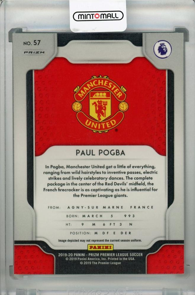2019-20 Panini Prizm Premier League Manchester United Paul Pogba Silver Base Parallel trading card