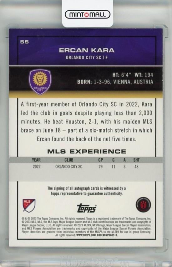 2023 Topps MLS Ercan Kara Autographs Blue Foil RC #5505/99