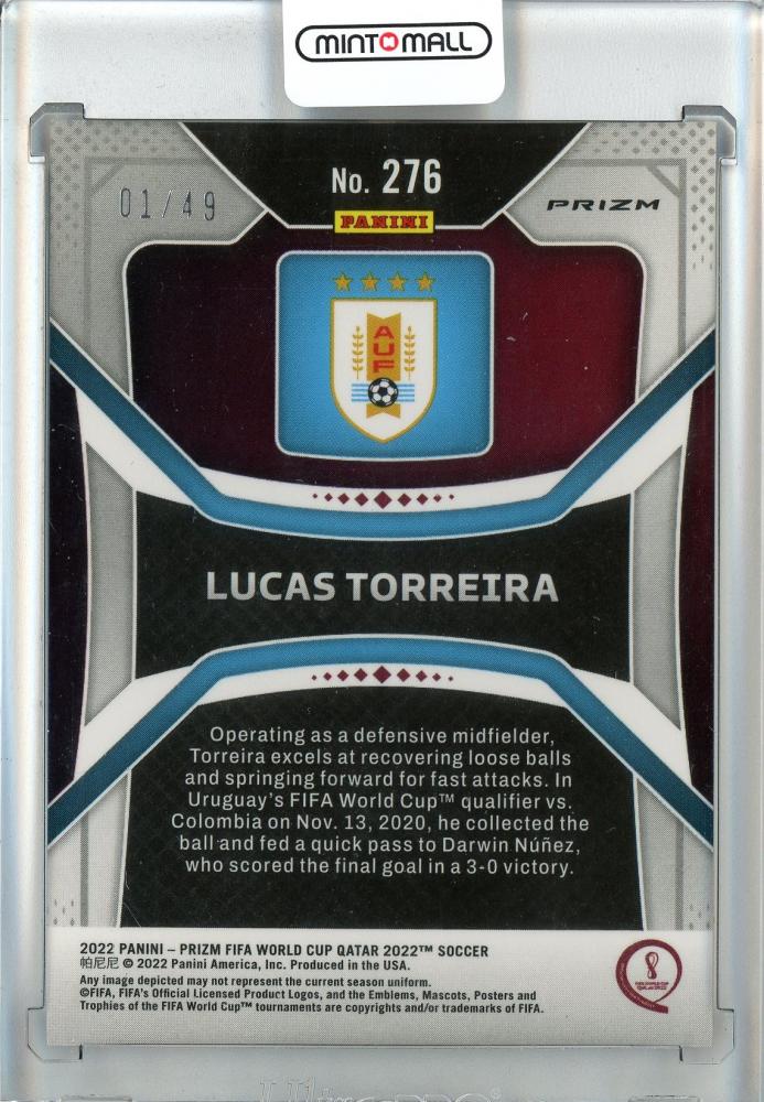 2022 Panini Prizm World Cup Lucas Torreira Base/Purple Mojo Prizms/#27601/49