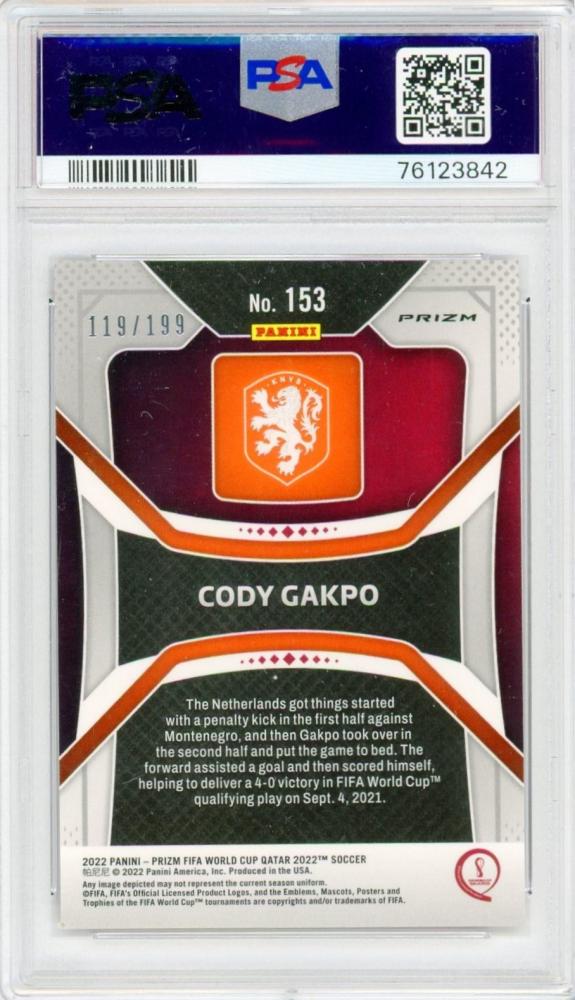2022 Panini Prizm World Cup Qatar Cody Gakpo Base Purple Prizm Parallels119/199PSA 8《 -MINT》 Netherlands