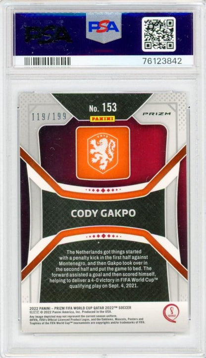 2022 Panini Prizm World Cup Qatar Cody Gakpo Base Purple Prizm Parallels119/199PSA 8《 -MINT》 Netherlands