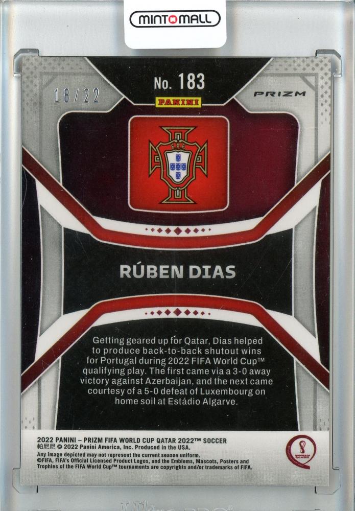 2022 Panini Prizm World Cup Ruben Dias Base/Maroon Prizms/#18318/22