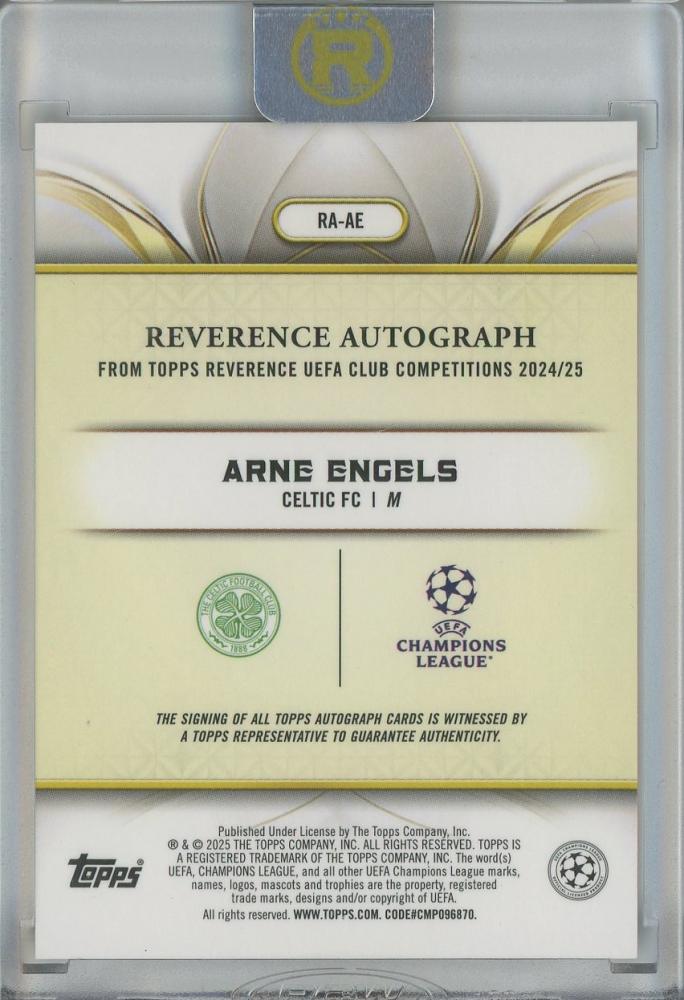 2025 Topps Reverence Arne Engels Auto #RA-AE06/10 Celtic FC