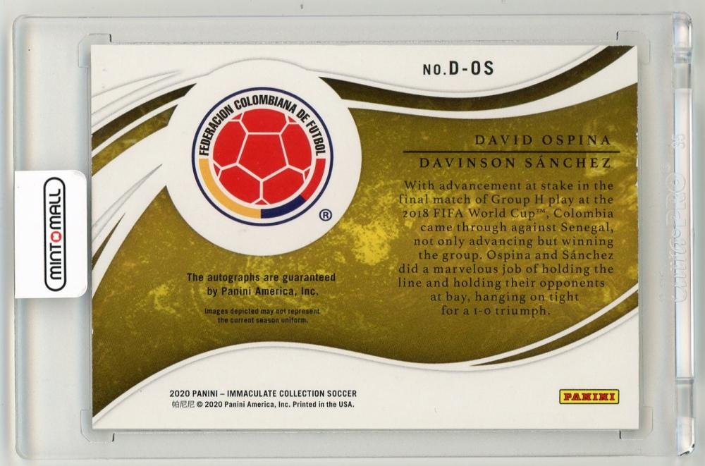 2020 Panini Immaculate Collection David Ospina/Davinson Sanchez Dual Autographs11/35 Colombia