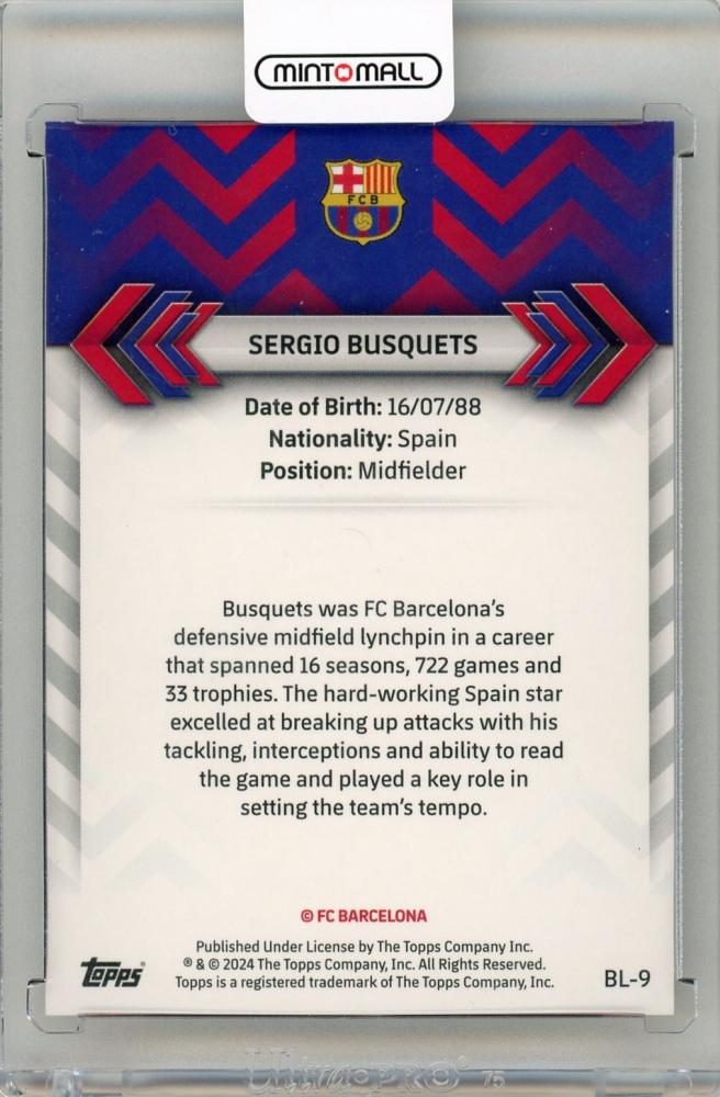 2023-24 TOPPS FC Barcelona Official Team Set Soccer Sergio Busquets Red Parallels 1/5 FC Barcelona