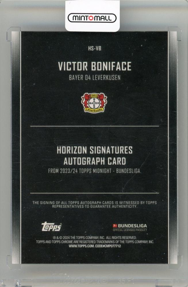 2023-24 Topps Midnight Bundesliga Victor Boniface Horizon Signature 45/99 Bayer 04 Leverkusen