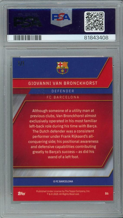 2022-23 Topps Chrome FC Barcelona Giovanni Van Bronckhorst Superfractors #86 1/1PSA10