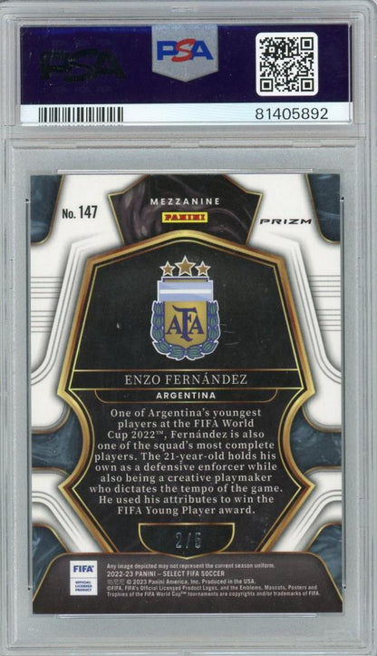 2022-23 Panini Select FIFA Enzo Fernandez Mezzanine Green #147 RC2/5PSA9 Argentina
