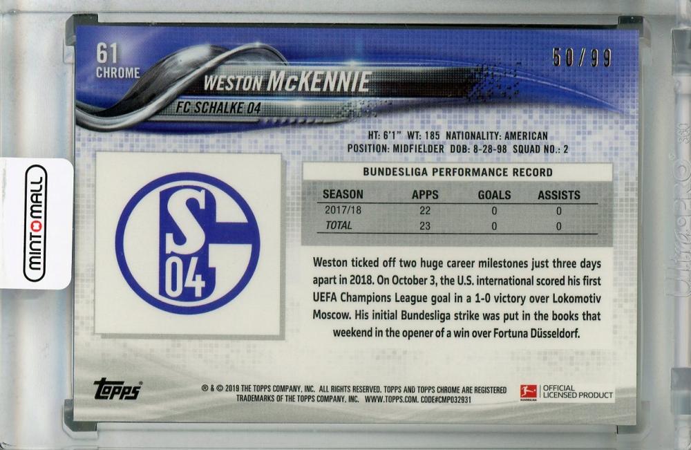 2018-19 Topps Chrome Bundesliga FC Schalke 04 Weston McKennie Base Green parallel card numbered 50/99