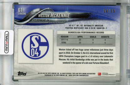 2018-19 Topps Chrome Bundesliga FC Schalke 04 Weston McKennie Base Green parallel card numbered 50/99