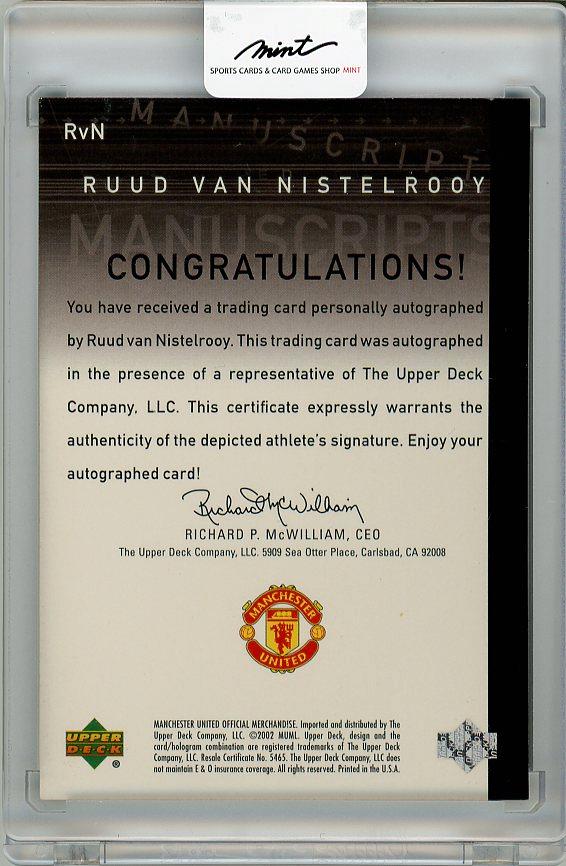 2002 UPPER DECK Manchester United Ruud Van Nistelrooy Autograph 044/100