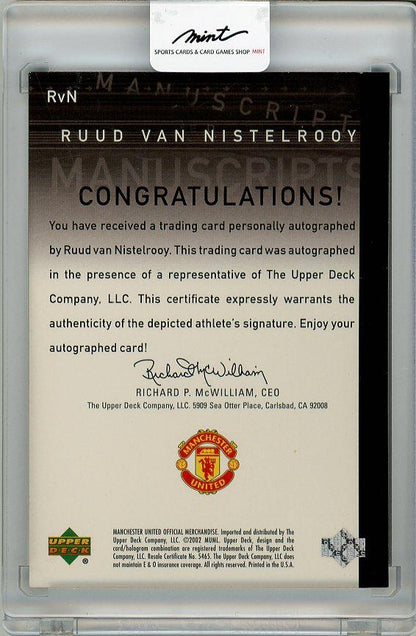 2002 UPPER DECK Manchester United Ruud Van Nistelrooy Autograph 044/100