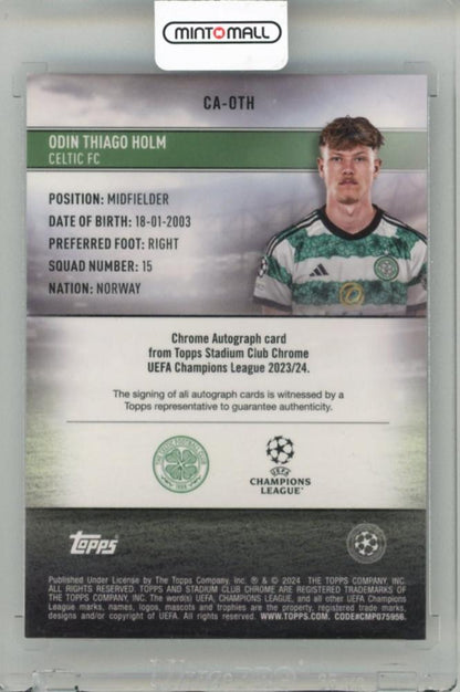 2023-24 TOPPS Stadium Club Chrome UEFA Champions League Chrome Odin Thiago Holm Autographs #CAOTH Celtic FC