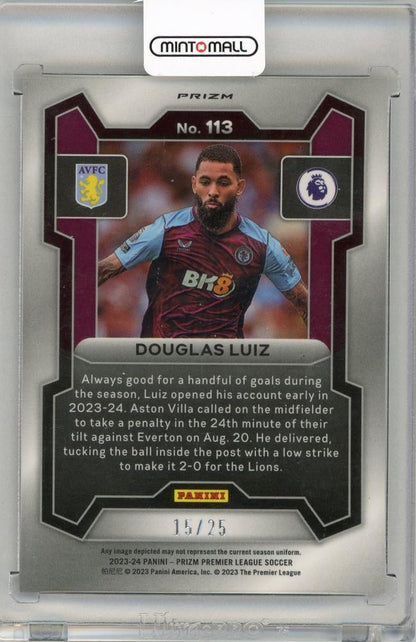 2023-24 Panini Prizm Premier League Soccer Douglas Luiz Purple Mojo Prizm15/25 Aston Villa