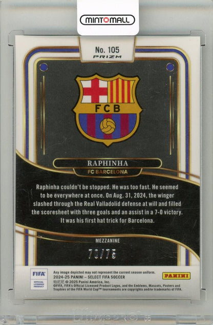 2024-25 Panini Select FIFA Soccer Raphinha Bronze Checker 70/75 FC Barcelona