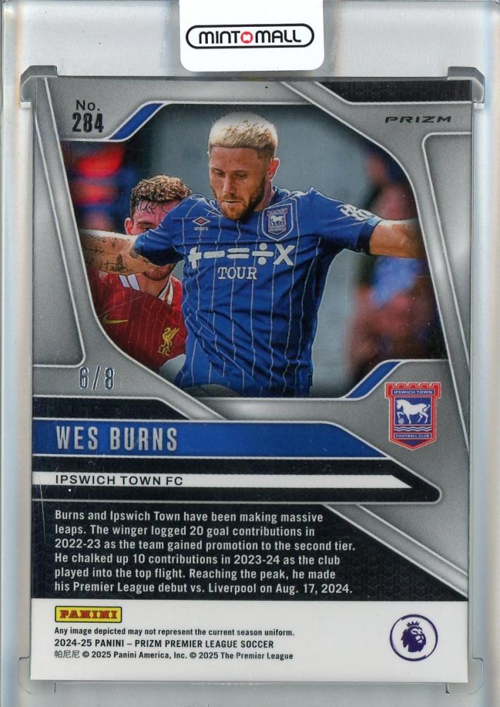 2024-25 Prizm Premier League Wes Burns RC Choice Cherry Blossom #2846/8 Ipswich Town FC