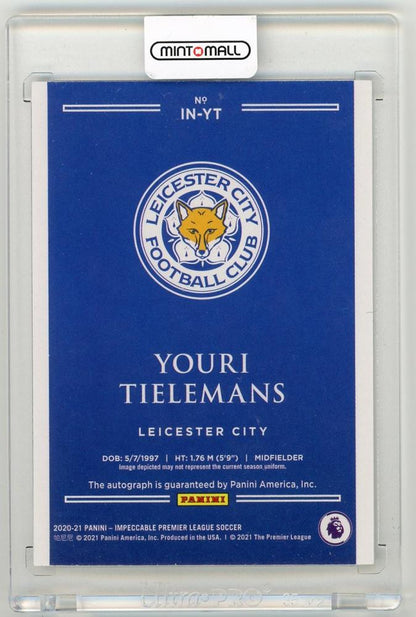 2020-21 Panini Impeccable Premier League Youri Tielemans Indelible Ink68/99 Leicester City