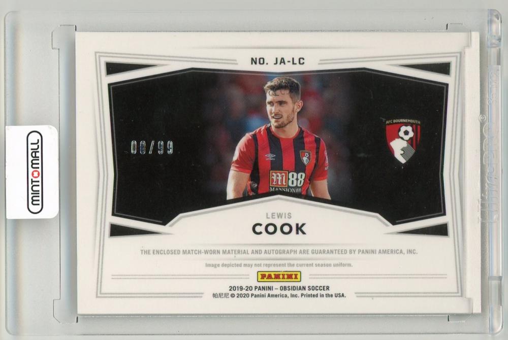 2019-20 Panini Obsidian Lewis Cook Jersey Autographs8/99 AFC Bournemouth