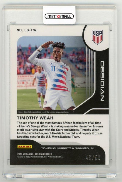 2019-20 Panini Obsidian Timothy Weah Lightning Strike Autographs Orange Parallels46/50 United States