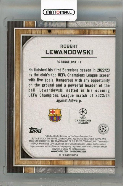 2023-24 TOPPS Museum Collection UEFA Champions League Robert Lewandowski Sapphire #77Last No. 75/75 FC Barcelona
