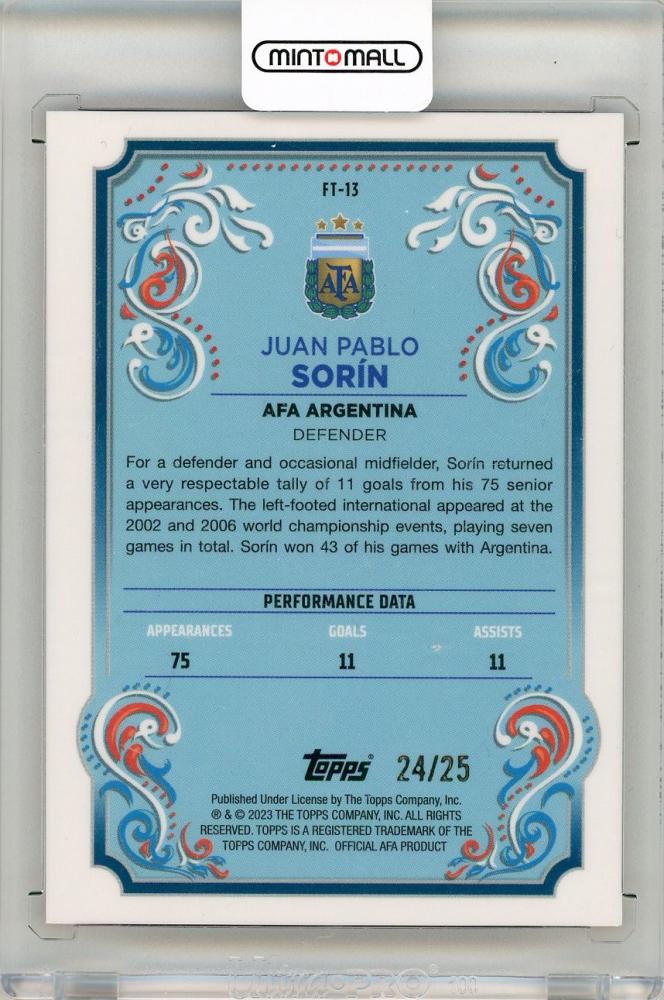 2023 TOPPS Argentina Fileteado Juan Pablo Sorin Fileteado Orange #FT1324/25