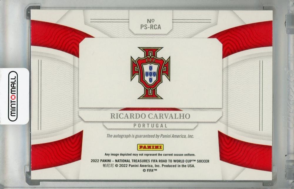 2022 Panini National Treasures FIFA Road to World Cup Portugal Ricardo Carvalho Peerless Signatures 90/99 *minor stain on back
