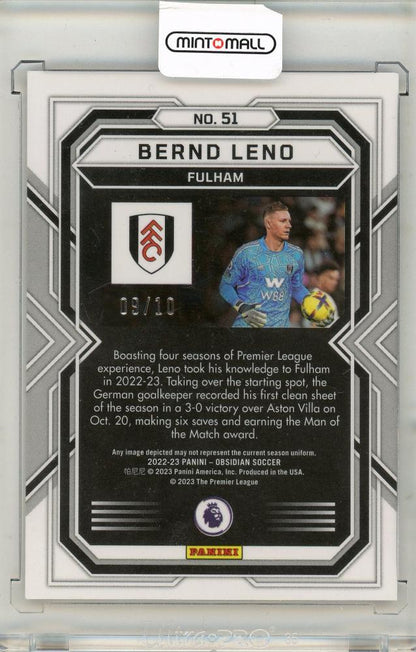 2022-23 Panini Obsidian Soccer Bernd Leno 09/10
