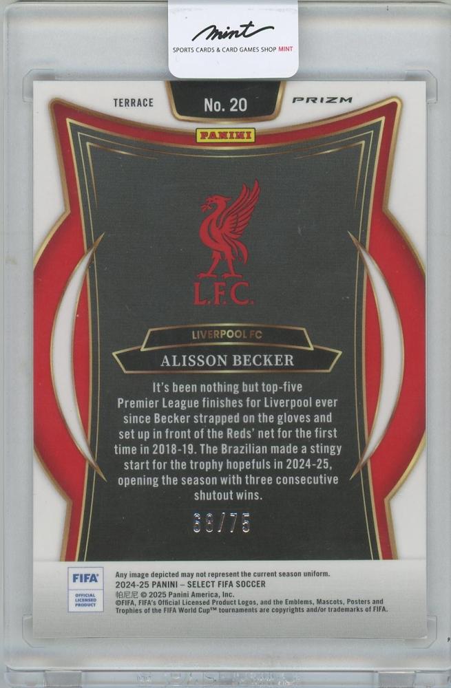 2024-25 PANINI Select FIFA Bronze Checker #20 / ALISSON BECKER(Liverpool FC) 68/75