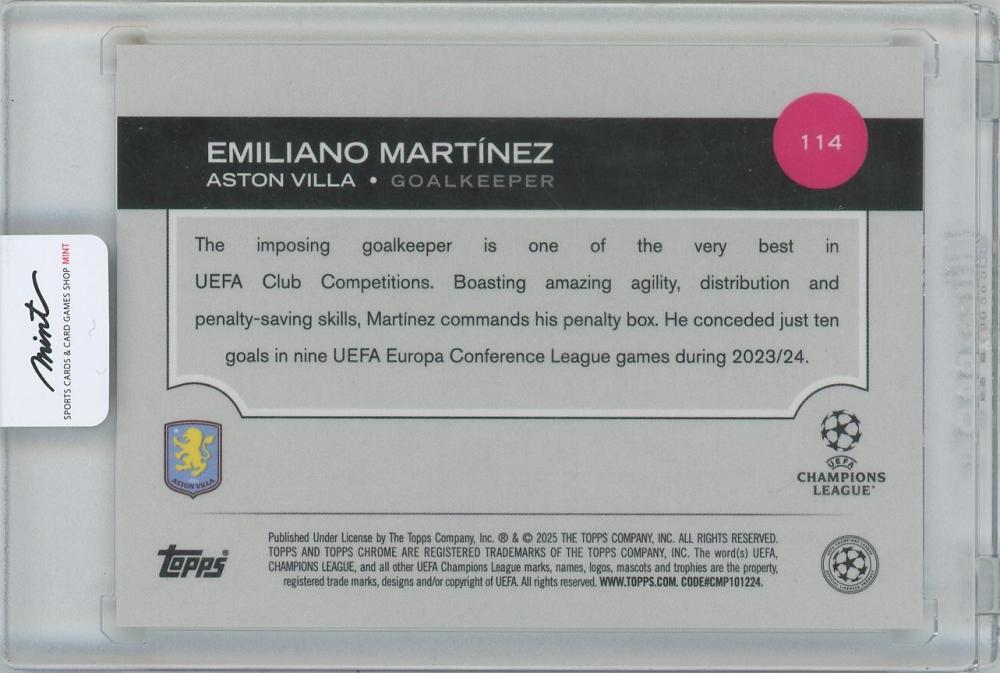 2024-25 TOPPS Chrome UEFA Club Competitions Gold Lava Refractors #114 / EMILIANO MARTINEZ(Aston Villa) 07/50
