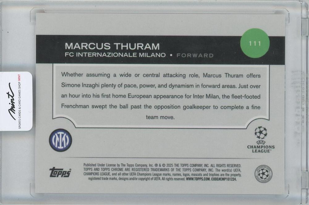 2024-25 TOPPS Chrome UEFA Club Competitions Red Lava Refractors #111 / MARCUS THURAM(FC Inter Milan) 4/5