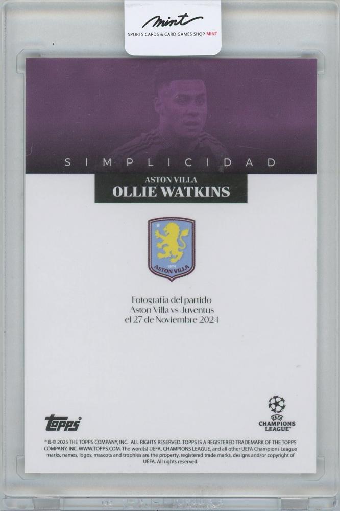 2024-25 TOPPS Simplicidad UEFA Club Competitions Estrellas Internacionales Pink / OLLIE WATKINS(Aston Villa) 03/25