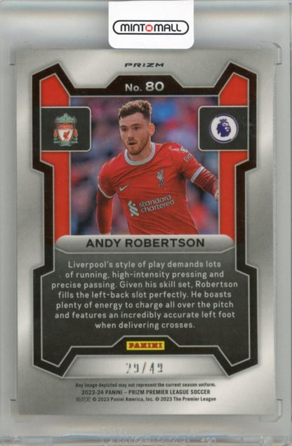 2023-24 PANINI Prizm English Premier League Andy Robertson Prizms Red Lazer #8029/49 Liverpool FC