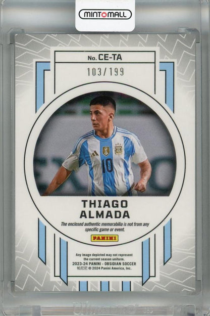 2023-24 Panini Obsidian Thiago Almada Cutting Edge #4 *Initial scratches on surface and dent on back* 103/199 Argentina