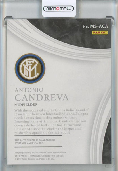 2017 Immaculate Collection Antonio Candreva Marquee Signatures Gold09/10 FC Internazionale Milano