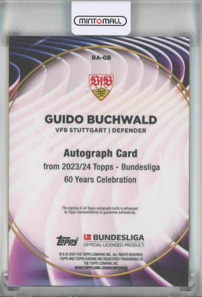 2023-24 Topps Bundesliga 60 Years Celebration Guido Buchwald Autographs Orange #BAGB05/25 VFB Stuttgart
