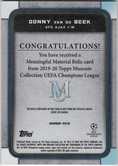 2019-20 Topps Museum Collection Champions League Donny Van De Beek Relics card serial No 32 out of 50