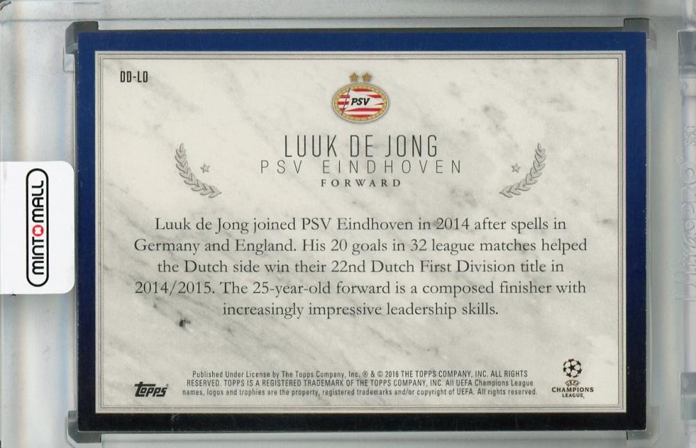 2015-16 Topps UEFA Champions League Showcase PSV Eindhoven Luuk de Jong parallel card numbered 24 out of 25