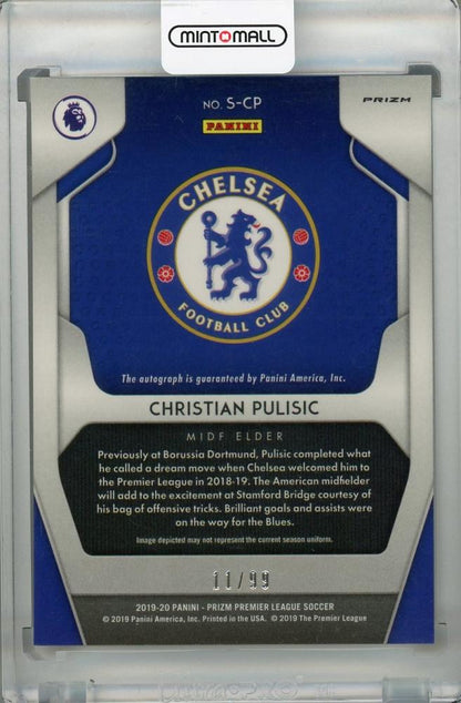 2019-20 Panini Prizm Premier League Christian Pulisic purple signature parallel card 11 out of 99