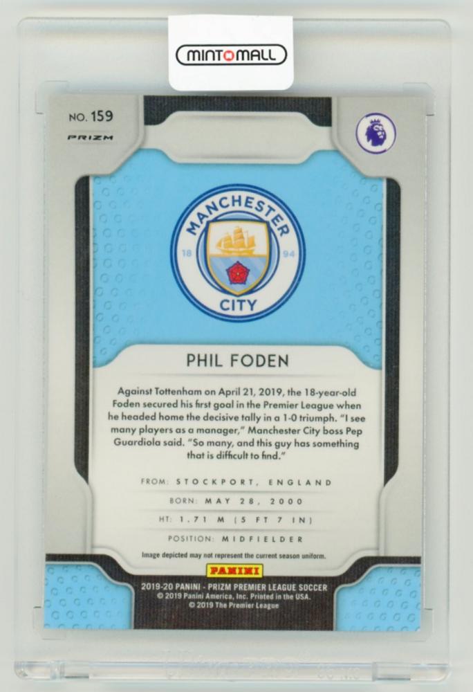 2019-20 PANINI Prizm Premier League Phil Foden #159 Manchester City multicolor prizm trading card
