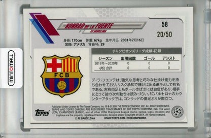 2020-21 Topps UEFA Champions League Japan Edition FC Barcelona Konrad de la Fuente Base Gold parallel trading card 20 out of 50