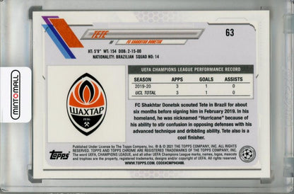 2020-21 Topps Chrome UEFA Champions League FC Shakhtar Donetsk Tete Base Orange Bubbles trading card