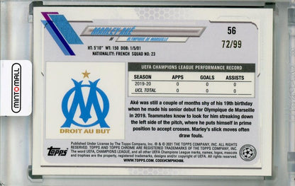 2020-21 Topps Chrome UEFA Champions League Marley Ake Olympique de Marseille Neon Green parallel trading card