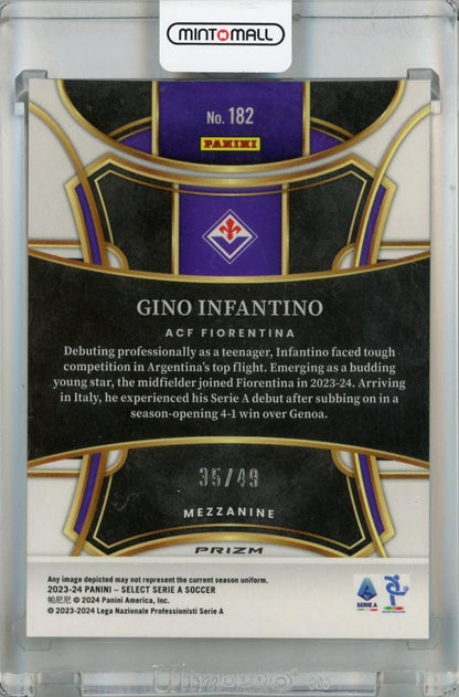 2023-24 Panini Select Serie A Gino Infantino Mezzanine Red Wave #182 RC *minor scratches on initial surface* 35/49 ACF Fiorentina