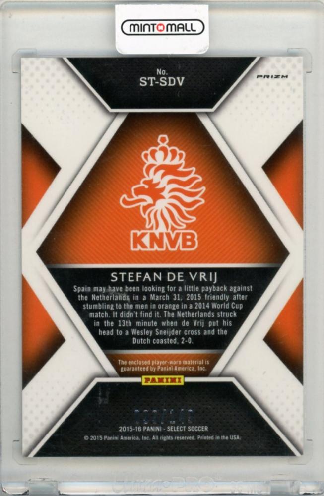 2015-16 PANINI Select Stefan de Vrij Stars Memorabilia Orange #STSDV099/149 Netherlands