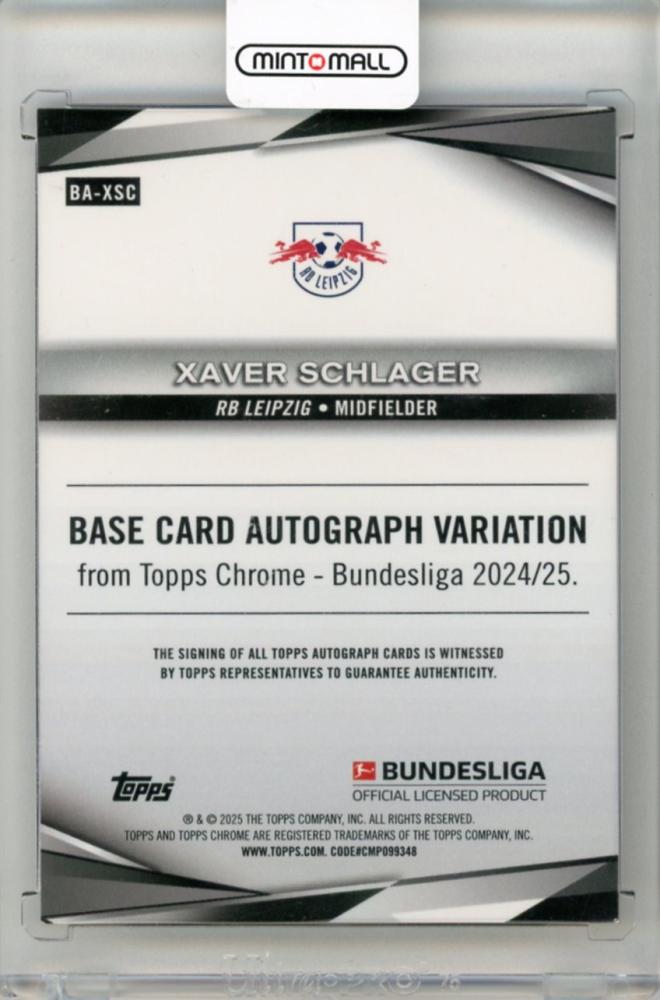 2024-25 TOPPS Chrome Bundesliga Xaver Schlager Autographs Red Refractors #BAXSC4/5 RB Leipzig