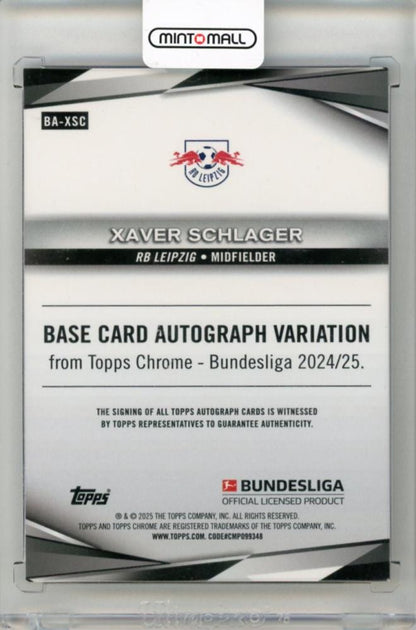 2024-25 TOPPS Chrome Bundesliga Xaver Schlager Autographs Red Refractors #BAXSC4/5 RB Leipzig